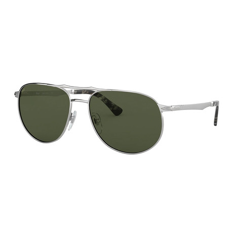 Persol // Men's PO2455-518-31 Aviator Sunglasses // Gunmetal + Green