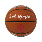 Bobby Knight // Signed Brown Collegiate Composite Basketball // Indiana Hoosiers Logo