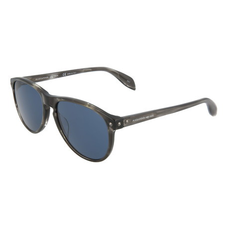 Men's Aviator Sunglasses // Gray Havana + Blue