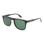 Men's Square Sunglasses // Black + Green