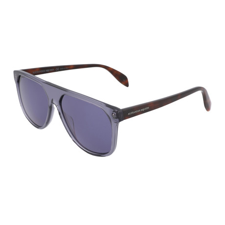 Men's Square Sunglasses // Shiny Transparent Blue + Havana