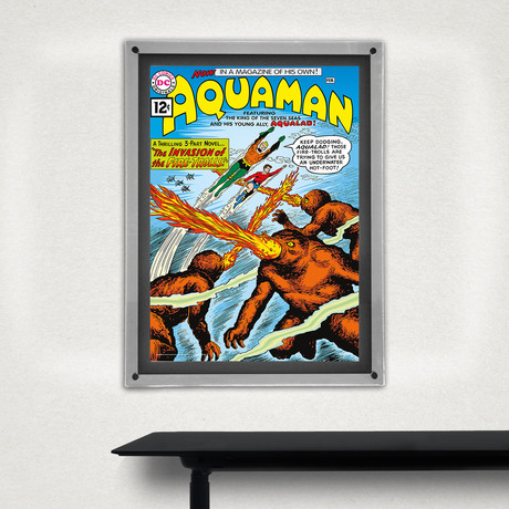 Aquaman // Issue #1 // MightyPrint™ Wall Art // Backlit LED Frame