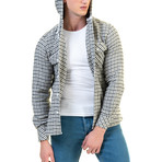 Naislhead Pattern Hooded Flannel // White + Black + Gray (5XL)