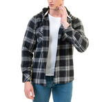 Big Plaid Pattern Hooded Flannel // Black + White (4XL)