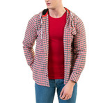 Naislhead Pattern Hooded Flannel // Red + Black + White (3XL)