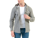 Naislhead Pattern Hooded Flannel // White + Black + Gray (S)