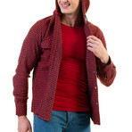 Nailshead Pattern Hooded Flannel // Red + Black (S)