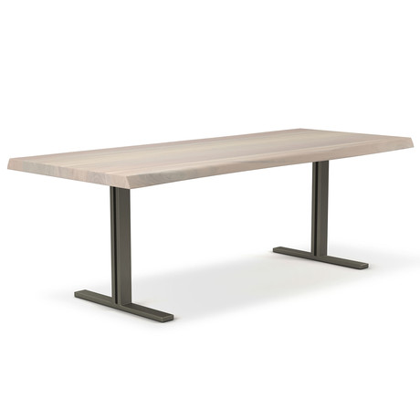 Brooks Dining Table // T Base + White Wash // Pewter (79"L x 40"W x 30.75"D)