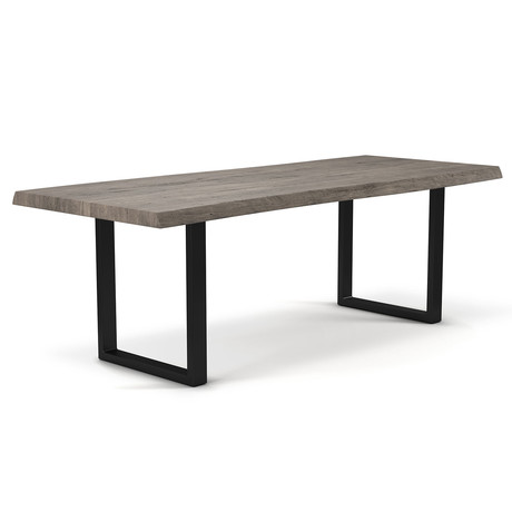 Brooks Dining Table // U Base + Sandblasted Gray // Black (79"L x 40"W x 30.75"D)