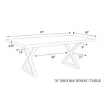 Brooks Dining Table // X Base + Ebonized Top // Brass (79"L x 40"W x 30.75"D)