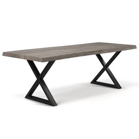 Brooks Dining Table // X Base + Sandblasted Gray Top // Black (79"L x 40"W x 30.75"D)