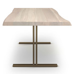 Brooks Dining Table // T Base + White Wash Top // Brass (79"L x 40"W x 30.75"D)