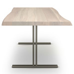 Brooks Dining Table // T Base + White Wash // Pewter (79"L x 40"W x 30.75"D)