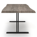 Brooks Dining Table // T Base + Sandblasted Gray Top // Black (79"L x 40"W x 30.75"D)