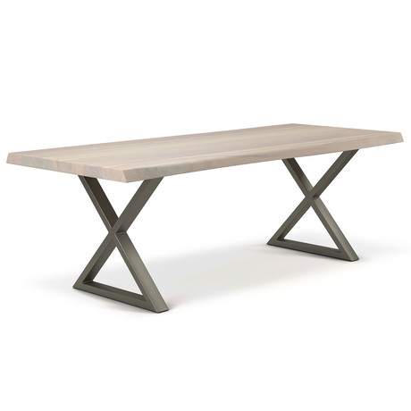 Brooks Dining Table // X Base + White Wash Top // Pewter (79"L x 40"W x 30.75"D)