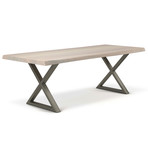 Brooks Dining Table // X Base + White Wash Top // Pewter (79"L x 40"W x 30.75"D)