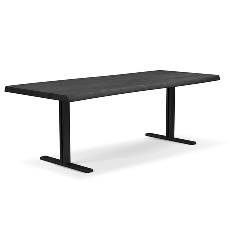 Brooks Dining Table // T Base + Ebonized Top // Black (79"L x 40"W x 30.75"D)