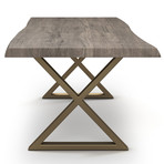 Brooks Dining Table // X Base + Sandblasted Gray Top // Brass (79"L x 40"W x 30.75"D)