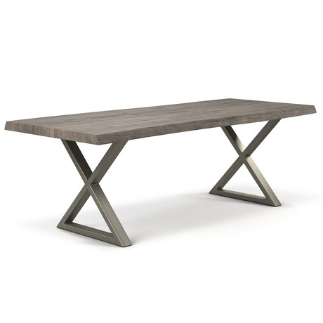 Brooks Dining Table // X Base + Sandblasted Gray Top // Pewter (79"L x 40"W x 30.75"D)