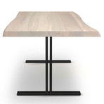 Brooks Dining Table // T Base + White Wash Top // Black (79"L x 40"W x 30.75"D)