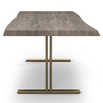Brooks Dining Table // T Base + Sandblasted Gray Top // Brass (79"L x 40"W x 30.75"D)