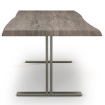 Brooks Dining Table // T Base + Sandblasted Gray Top // Pewter (79"L x 40"W x 30.75"D)
