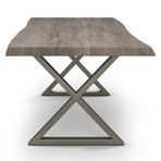 Brooks Dining Table // X Base + Sandblasted Gray Top // Pewter (79"L x 40"W x 30.75"D)