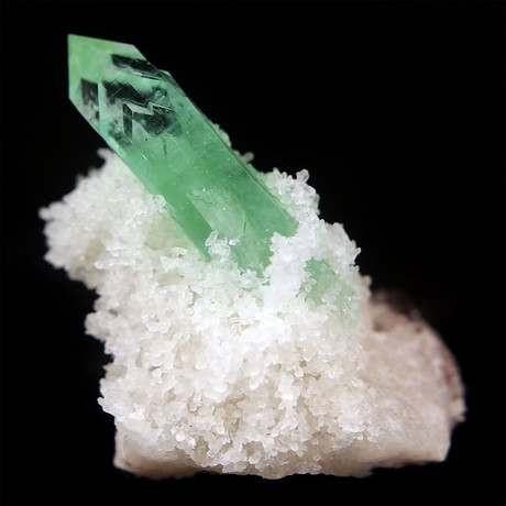 Green Apophyllite with Stilbite on Chalcedony