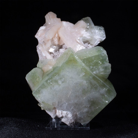 Green Apophyllite with Stilbite and Chalcedony