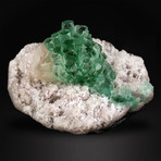 Spectacularly Deep Green Burst of Apophyllite on Chalcedony