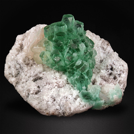 Spectacularly Deep Green Burst of Apophyllite on Chalcedony
