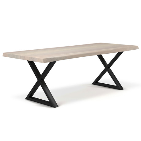 Brooks Dining Table // X Base + White Wash Top // Black (79"L x 40"W x 30.75"D)
