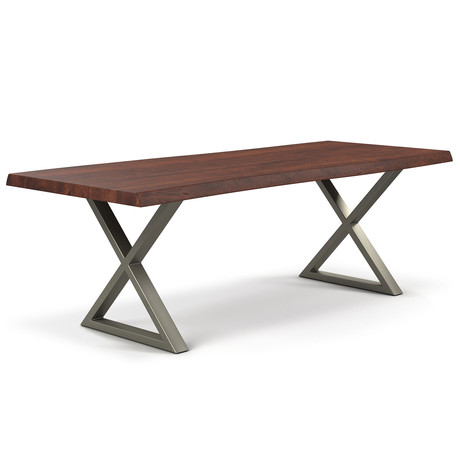 Brooks Dining Table // X Base + Americano Top // Pewter (79"L x 40"W x 30.75"D)