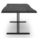 Brooks Dining Table // T Base + Ebonized Top // Black (79"L x 40"W x 30.75"D)