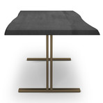 Brooks Dining Table // T Base + Ebonized Top // Brass (79"L x 40"W x 30.75"D)