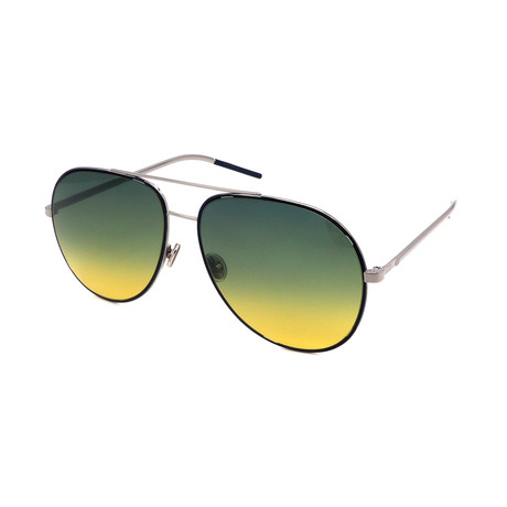 Men's DIORASTRAL-DTY Aviator Sunglasses // Silver + Green Yellow