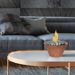 Anywhere Fireplace Oasis // Indoor/Outdoor Fireplace + Polished Rocks + 12-Pack SunJel Fuel (Copper)