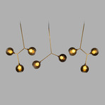 Abstract Chandelier // Aged Brass (Smoke Glass Globes)
