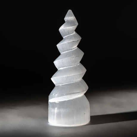 Polished Cats Eye Spiral Selenite Tower