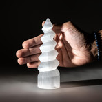 Polished Cats Eye Spiral Selenite Tower