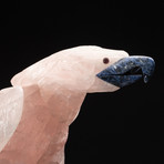 Large Polished Hand Carved Rose Quartz Parrot + Smokey Quartz Matrix