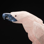 Large Polished Hand Carved Rose Quartz Parrot + Smokey Quartz Matrix