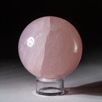 Rose Quartz Sphere + Acrylic Display Stand