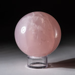 Rose Quartz Sphere + Acrylic Display Stand