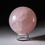 Rose Quartz Sphere + Acrylic Display Stand