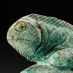 Polished Hand Carved Chrysocolla Iguana