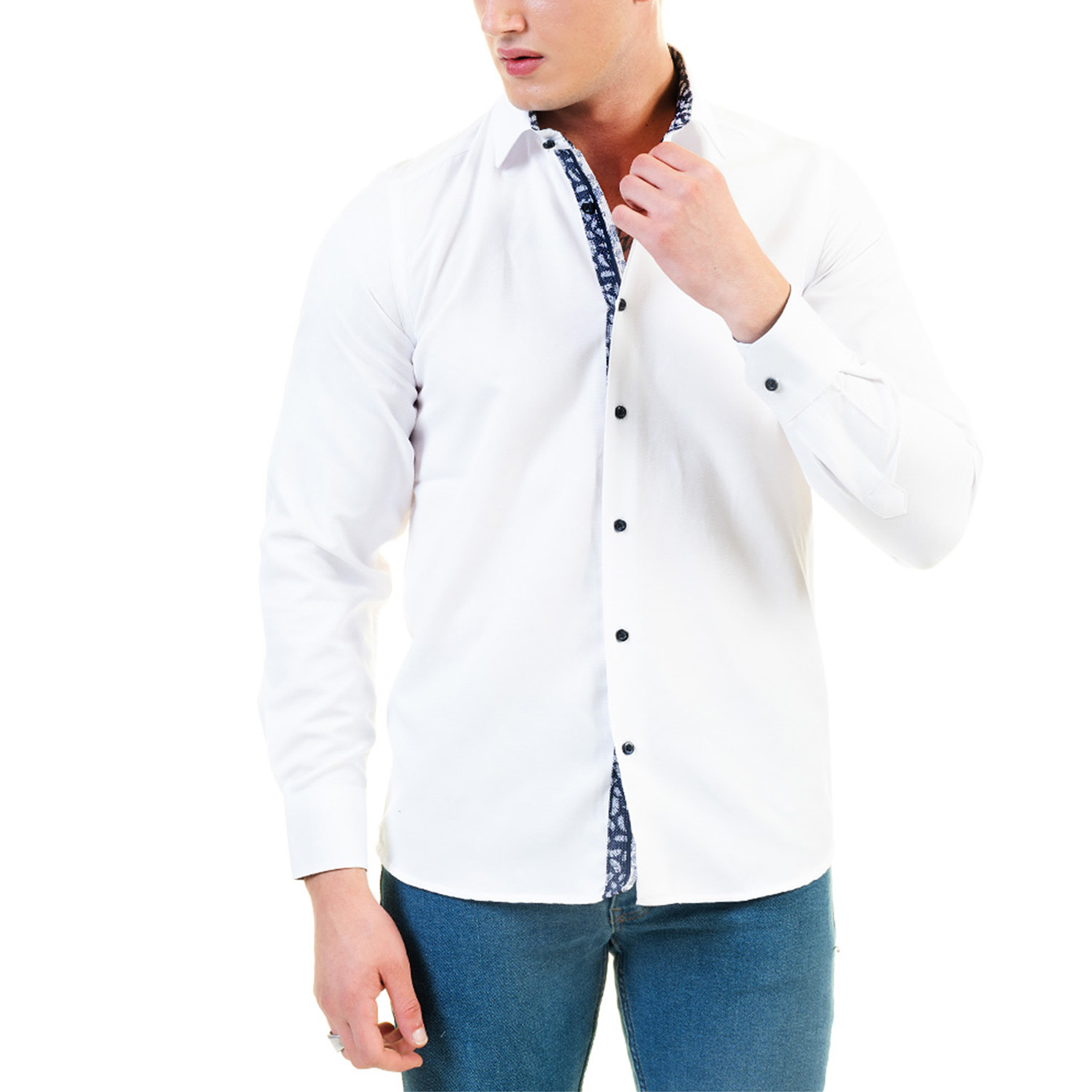 Austin Reversible Cuff Button-Down Shirt // White (S) - Amedeo ...