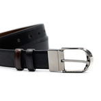 Deming Men’s Adjustable + Reversible Grained Calf Leather Belt // Black