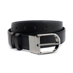 Deming Men’s Adjustable + Reversible Grained Calf Leather Belt // Black