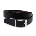 Shiff Men’s Calf Leather Adjustable + Reversible Dress Belt // Black